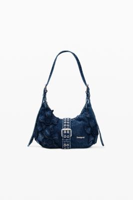 Kleine denim tas met bloem - BLUE - U