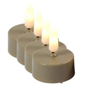 Countryfield LED theelichtjes/waxinelichtjes - 4x st - beige - met timer - warm wit