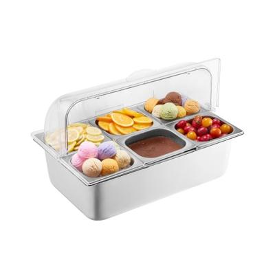 VEVOR Serveercontainer Catering Kruidendispenser 6 x 1/6 Containers met Deksel