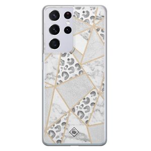 Samsung Galaxy S21 Ultra siliconen telefoonhoesje - Stone & leopard print