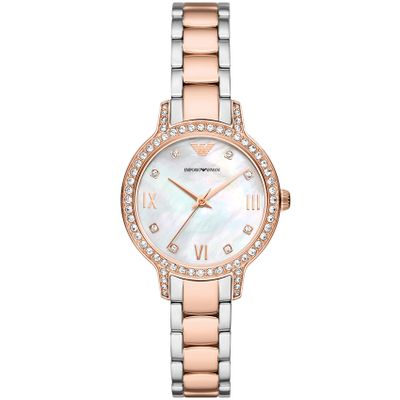Emporio Armani AR11499 Horloge Cleo staal rosekleurig-parelmoer 32 mm