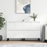 Dressoirs 2 st bewerkt hout hoogglans wit