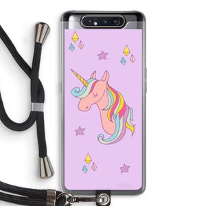 Roze eenhoorn: Samsung Galaxy A80 Transparant Hoesje met koord