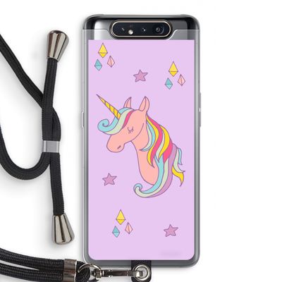 Roze eenhoorn: Samsung Galaxy A80 Transparant Hoesje met koord