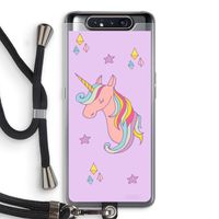 Roze eenhoorn: Samsung Galaxy A80 Transparant Hoesje met koord