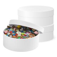 Ronde witte hobby knutsel doos - 3x - dozen van karton - 12.5 x 5 cm - Hoedendoos - cadeauverpakking