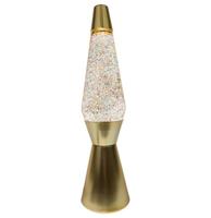 Fisura Lava Lamp Bullet - Mat Goud Met Transparante Vloeistof En Meerkleurige Glitters