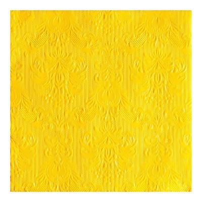 Servetten Luxe - 15x stuks - 33 x 33 cm - geel - barok patroon - 3 laags