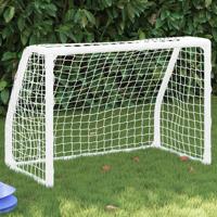 VidaXL Kindervoetbaldoelen 2 st met bal 64x35x48 cm metaal wit