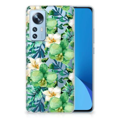 Xiaomi 12 | 12X | TPU Case | Orchidee Groen Xiaomi 12 | 12X | TPU Case | Orchidee Groen