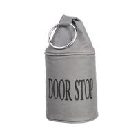 Canvas deurstopper grijs met ring - H15 cm - Deur vastzetter - Deurstop 2,7 kg