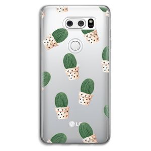Cactusprint roze: LG V30 Transparant Hoesje