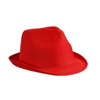 Trilby feesthoedje rood voor volwassenen