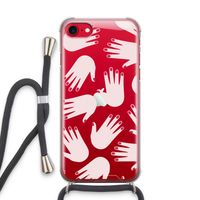 Hands pink: iPhone SE 2020 Transparant Hoesje met koord