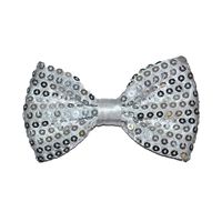 Carnaval verkleed vlinderstrikje met glitter pailletten - zilver - polyester - heren/dames - thumbnail