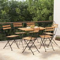Bistrostoelen 6 st inklapbaar massief teakhout en staal