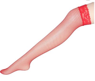 Sexy Linger over knie sokken Sexy Fishnet Lace nylon top mesh dij hoge kousen panty lange Panty's (rood)