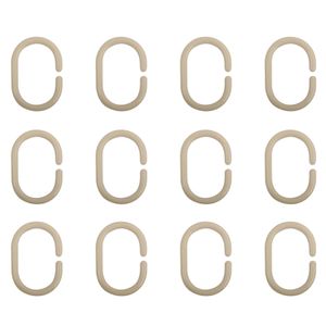 MSV Douchegordijn ophang ringen - kunststof - beige - 12x stuks - 4 x 6 cm   -