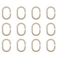 MSV Douchegordijn ophang ringen - kunststof - beige - 12x stuks - 4 x 6 cm   -