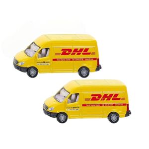 2x stuks siku DHL bezorg busje modelauto 8 cm