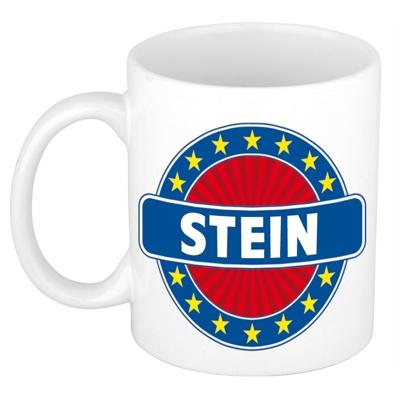 Stein voornaam koffiemok - beker - wit/blauw - 300 ml - Cadeau - Heren - Collega - Vaderdag