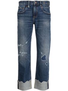 R13 jean droit à effet usé - Bleu