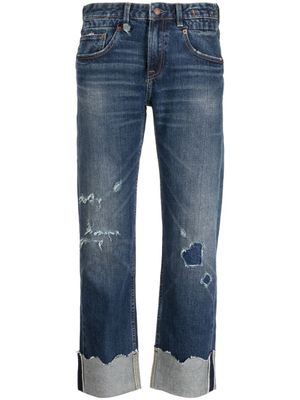 R13 jean droit à effet usé - Bleu
