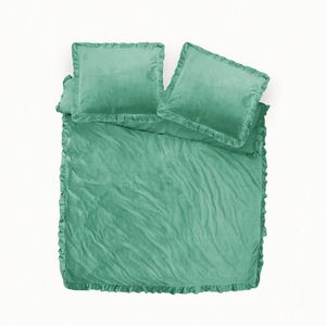 Dreamhouse Velvet Ruffles - Groen Dekbedovertrek Lits-jumeaux (240 x 200/220 cm + 2 kussenslopen) Dekbedovertrek