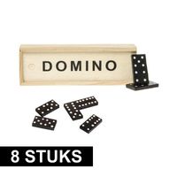 8x Domino spel in houten kistje - thumbnail