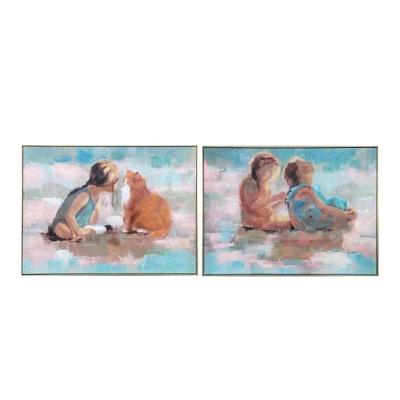 Canvas DKD Home Decor 80 x 3,5 x 60 cm Kinderen Shabby Chic (2 Stuks)