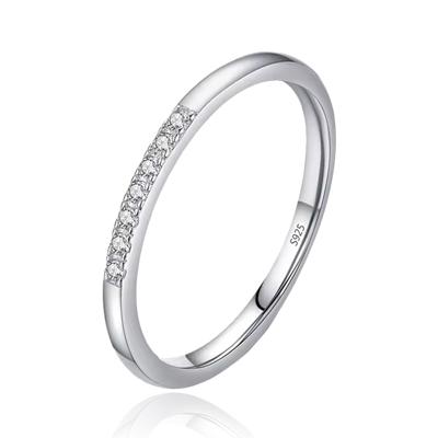 Elenza Sterling .925 Zilveren Band met Subtiele Zirkonia&apos;s-16mm