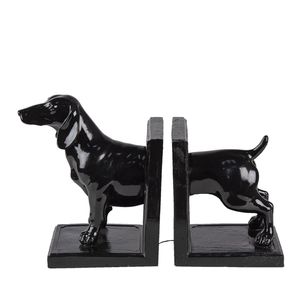 Clayre & Eef Zwarte Boekensteun (2) hond 25*9*15 cm 6PR4623