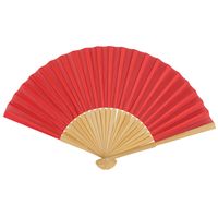 Spaanse handwaaier - pastelkleuren - steenrood - bamboe/papier - 21 cm - thumbnail