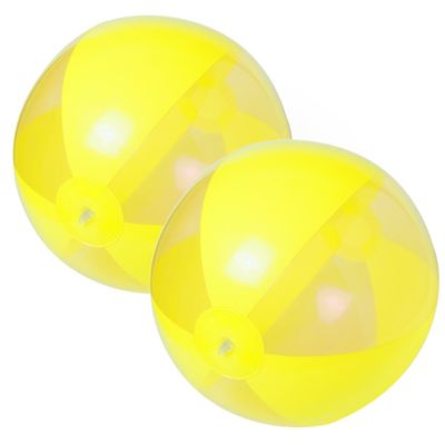 2x stuks opblaasbare strandballen plastic geel 28 cm