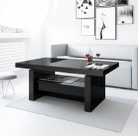 Uitschuifbare salontafel Aversa 120 tot 170 cm breed - Hoogglans zwart - thumbnail