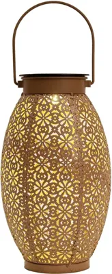 Anna&apos;s Collection Solar lantaarn metaal oud roze 24 x 13 cm, Roze