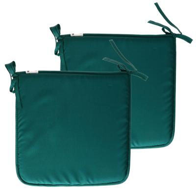 Stof Textile Home stoelkussens - 2x - emerald groen - 38 x 38 x 3 cm - voor binnen - vierkant