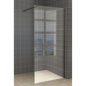 Wiesbaden Slim inloopdouche 90x200cm met 8mm helder glas met zwart profiel en stabilisatiestang sw203908/sw203911