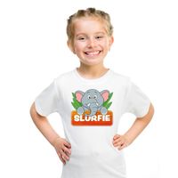 T-shirt wit voor kinderen met Slurfie de olifant