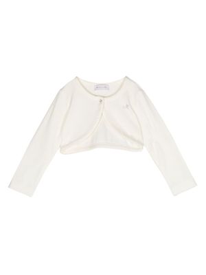 Monnalisa cardigan crop à logo strassé - Tons neutres