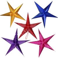 5 stuks 30cm diagonaal (volledige Extended) kerst decoratie 3D Holografische papier Pentagram willekeurige kleur levering