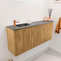 Toiletmeubel Mondiaz Joya Dlux | 101.6 cm | Meubelkleur Oak | Faye wastafel Sombra Wasbak Links | 1 kraangat
