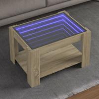 Salontafel met LED 73x53x45 cm bewerkt hout sonoma eikenkleurig