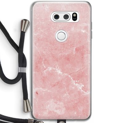 Roze marmer: LG V30 Transparant Hoesje met koord