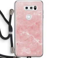 Roze marmer: LG V30 Transparant Hoesje met koord