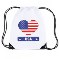 Amerika USA hart vlag nylon rugzak wit - thumbnail