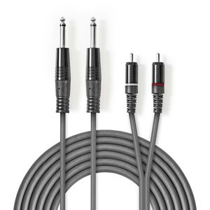 Nedis Stereo-Audiokabel | 2x 6,35 mm Male | 2x RCA Male | 5 m | 1 stuks - COTH23320GY50 COTH23320GY50