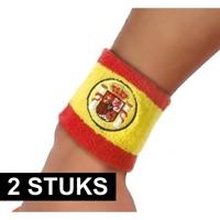 Supporter pols zweetbandje van vlag Spanje - 2x - geel/rood - sport bandje