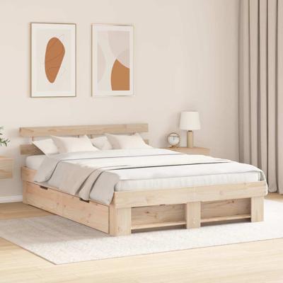 Bedframe met hoofdeinde Bruin 160 x 200 cm Massief grenenhout