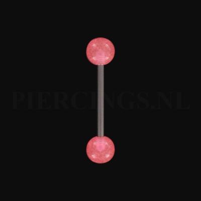 Tongpiercing glow in the dark roze